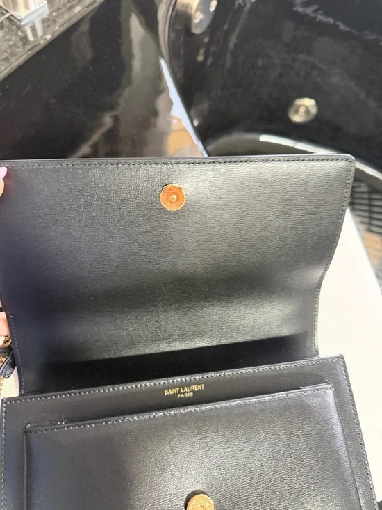 Saint Laurent Black Leather Chain-Detail Sunset medium Shoulder Bag - Picture 5 of 8